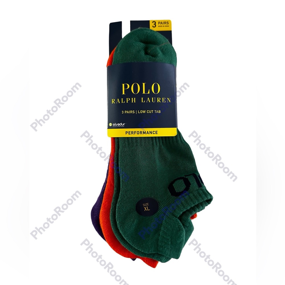 POLO RALPH LAUREN PERFORMANCE LOW CUT TAB SOCKS 3 PACK.SZ.XL.NWT